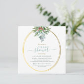 Wintergroen en gouden Baby shower Kaart (Staand voorkant)