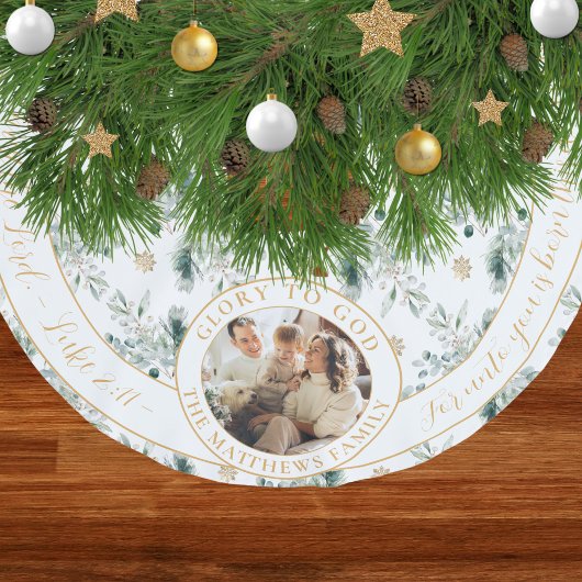 Wintergroen Familiefoto Religieuze Kerstmis Kerstboom Rok