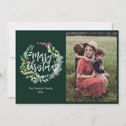 wintergroen foto kerstkaart (Voorkant)