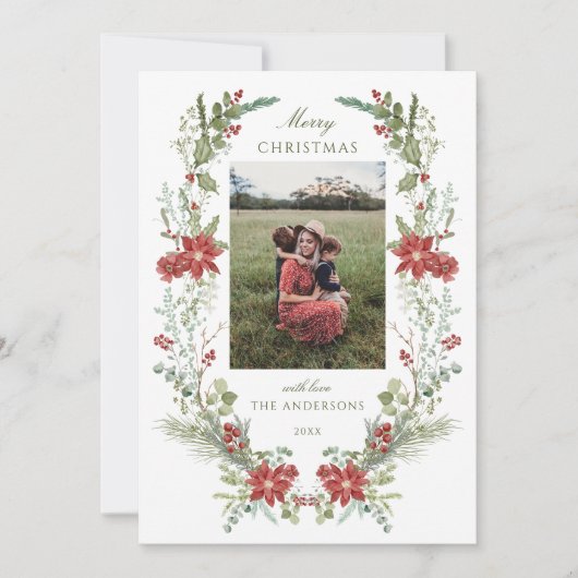 Wintergroen frame feestdagenkaart (Voorkant)