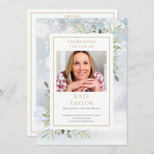 Wintergroen Funeralie Orde van Dienst Programma Programmakaart (Voorkant / Achterkant)