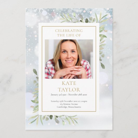 Wintergroen Funeralie Orde van Dienst Programma Programmakaart (Voorkant)