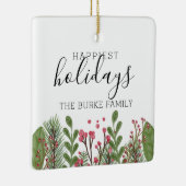 Wintergroen gebladerte gepersonaliseerd keramisch ornament (Rechts)