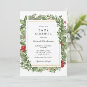 Wintergroen Goud Lijst Baby shower Kaart (Staand voorkant)