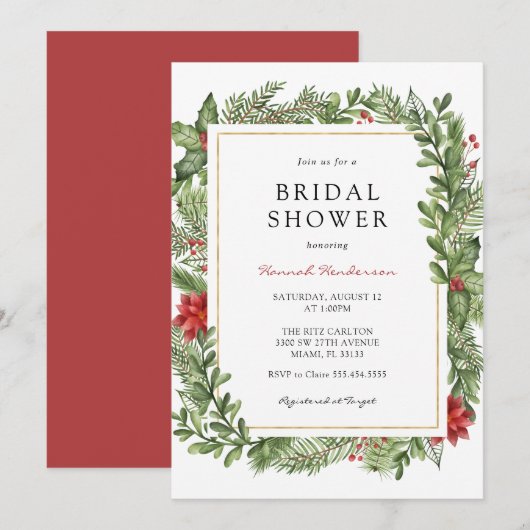 Wintergroen Goud Lijst Vrijgezellenfeest Kaart (Voorkant / Achterkant)