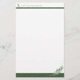 Wintergroen + gouden Confetti kerstvakantie Briefpapier