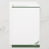 Wintergroen + gouden Confetti kerstvakantie Briefpapier (Voorkant / Achterkant)