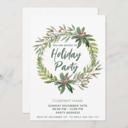 Wintergroen hulstkrans kerstfeest kaart (Voorkant / Achterkant)