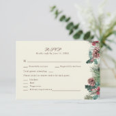 Wintergroen Huwelijk RSVP Kaart (Staand voorkant)