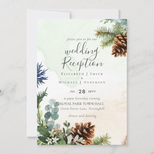 Wintergroen Huwelijksreceptie 's Avonds Alleen Kaart (Voorkant)