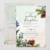 Wintergroen Huwelijksreceptie 's Avonds Alleen Kaart (Voorkant / Achterkant)