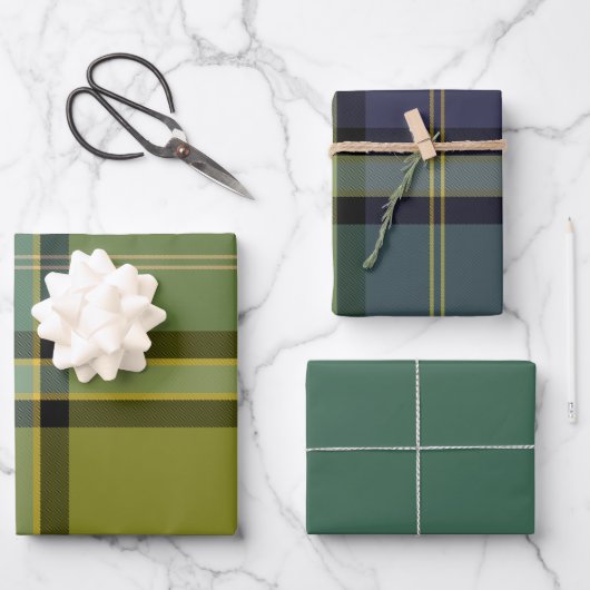 Wintergroen Inpakpapier Plat Vellen Set van 3 (Voorkant)