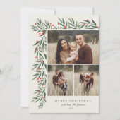 Wintergroen Ivoor 3 Foto Kerstmis Feestdagenkaart (Voorkant)