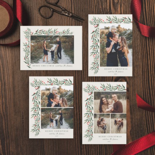Wintergroen Ivoor 3 Foto Kerstmis Feestdagenkaart