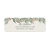 Wintergroen Ivoor Kerst Retouradres Etiket (Voorkant)