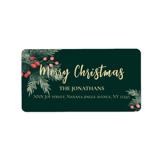 Wintergroen Kerst  Elegant Retouradres Etiket (Voorkant)