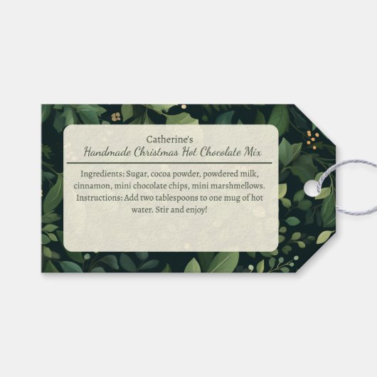 Wintergroen Kerst Warme Chocolademix Cadeaulabel (Voorkant (Horizontaal))