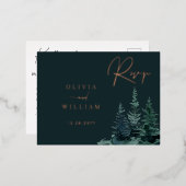 Wintergroen Kerstbomen Vakantie Groen RSVP Folie Uitnodiging Briefkaart (Voorkant / Achterkant)