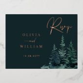 Wintergroen Kerstbomen Vakantie Groen RSVP Folie Uitnodiging Briefkaart (Voorkant)
