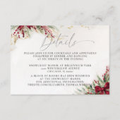 Wintergroen Kerstboog Rood Trouwdetails Informatiekaartje (Voorkant)