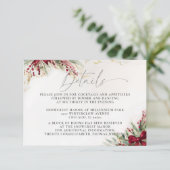 Wintergroen Kerstboog Rood Trouwdetails Informatiekaartje (Staand voorkant)