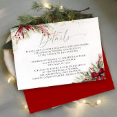 Wintergroen Kerstboog Rood Trouwdetails Informatiekaartje