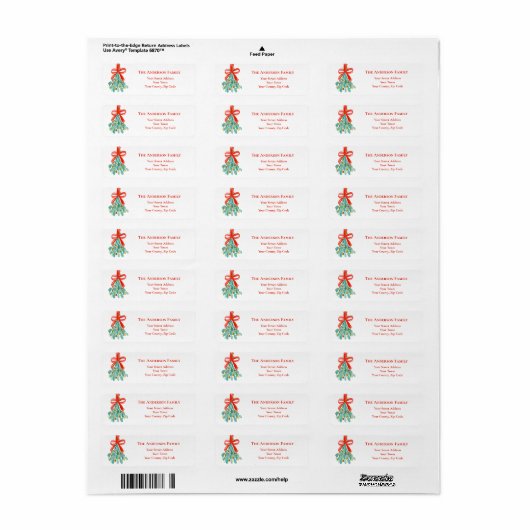 Wintergroen Mistletoe Rode bessen Kerstmis Etiket (Full Sheet)
