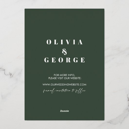 Wintergroen Pinecone Kerstmis Save The Date Folie Uitnodiging (Achterkant)