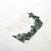 Wintergroen Pinecone Kerstmis Save The Date Folie Uitnodiging (Gedraaid)