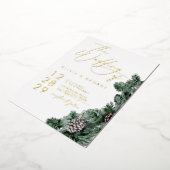 Wintergroen Pinecone Kerstvakantie bruiloft Folie Uitnodiging (Gedraaid)