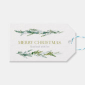 Wintergroen “Prettig Kerstfeest” Cadeaulabel (Voorkant (Horizontaal))