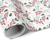 Wintergroen Rode en Groene Kerstmis Cadeaupapier (Rol Hoek)