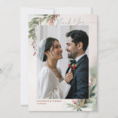 Wintergroen Rood Kerst Chic Foto Dankjewel Bedankkaart (Voorkant)