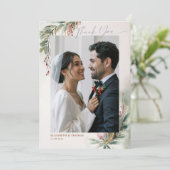 Wintergroen Rood Kerst Chic Foto Dankjewel Bedankkaart (Staand voorkant)