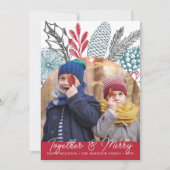 Wintergroen samen en vrolijke foto feestdagenkaart (Voorkant)