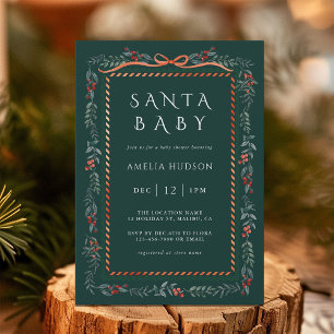 Wintergroen Santa Baby shower Green Kaart
