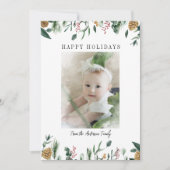 Wintergroen Sneeuw-Overlay Foto Kerstkaart (Voorkant)