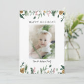 Wintergroen Sneeuw-Overlay Foto Kerstkaart (Staand voorkant)