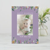 Wintergroen Sneeuw-Overlay Foto Kerstkaart (Staand voorkant)