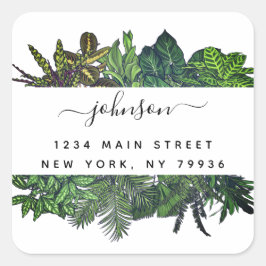 Wintergroen Tropische bladeren Vakantie Vierkante Sticker