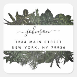 Wintergroen Tropische bladeren Vakantie Vierkante Sticker