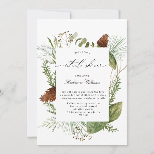 Wintergroen Virtual Baby shower Invitation (Voorkant)