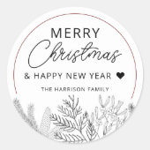 Wintergroen Vrolijk Kerstfeest Gepersonaliseerd Ronde Sticker (Voorkant)