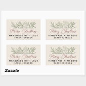 Wintergroen Vrolijk Kerstfeest Handgemaakt Rechthoekige Sticker (Vel)