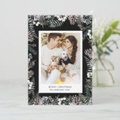  wintergroen Vrolijk kerstfotokaartje Feestdagenkaart (Staand voorkant)