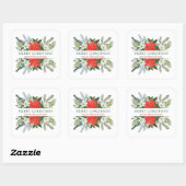 Wintergroen Waterverf Bloemen Vrolijk kerstfeest Vierkante Sticker (Vel)