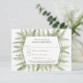 Wintergroenblijvende bladeren waterverf salie groe RSVP kaartje (Staand voorkant)