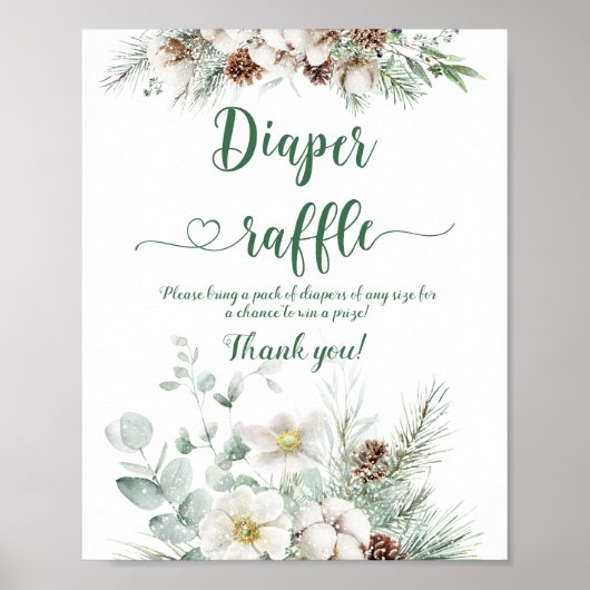 Wintergroenblijvende kerstluierverloting met baby poster (Voorkant)