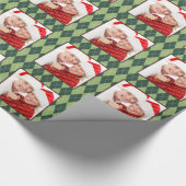 Wintergroene argyle patroon aangepaste fotovakanti cadeaupapier (Hoek)