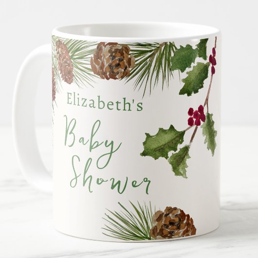 Wintergroene baby shower favoriet mok
